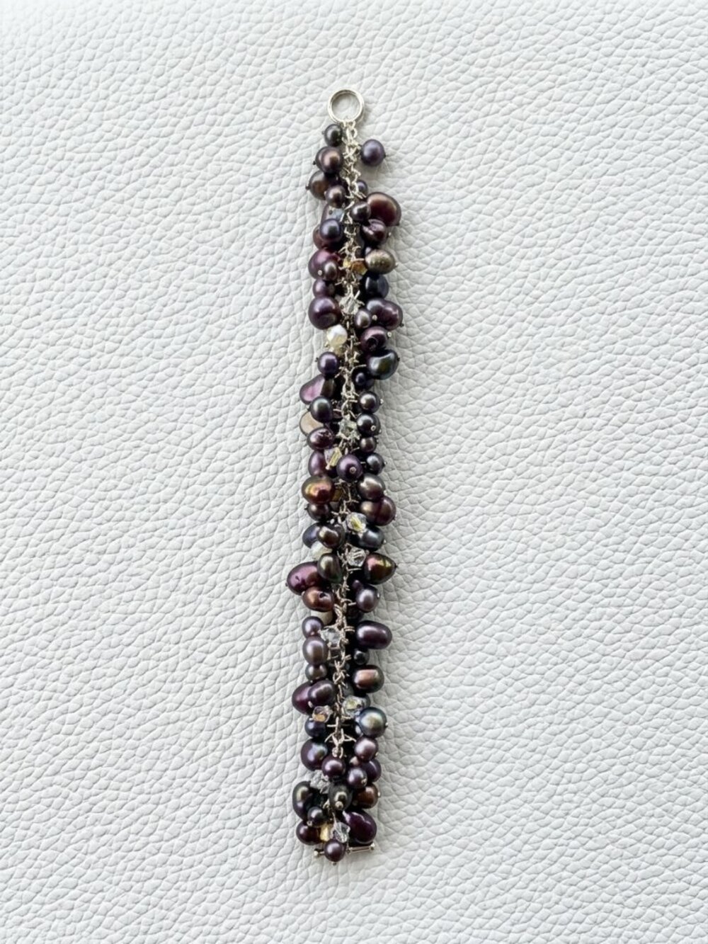 Vintage Genuine Black Baroque Pearls Cluster Bracelet —